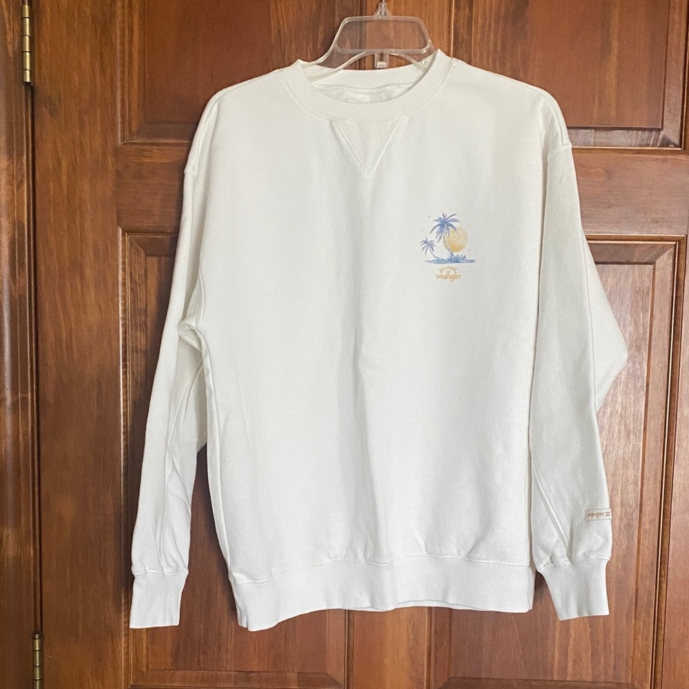 Wrangler Cream Crewneck Sweatshirt with Palm & Sun Graphic